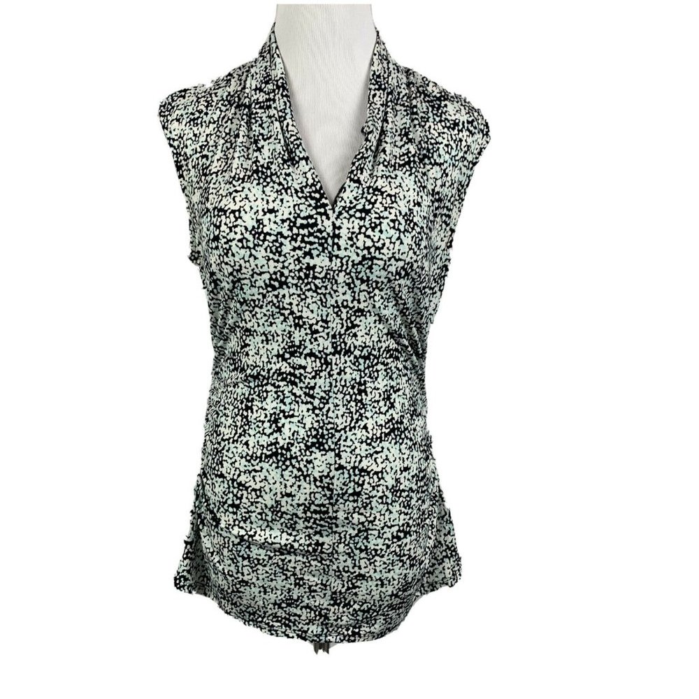 Vince Camuto Black and White Printed Sleeveless Blouse